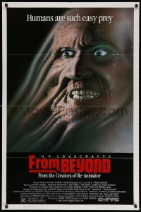4t315 FROM BEYOND 1sh 1986 H.P. Lovecraft, wild sci-fi horror image, humans are such easy prey!