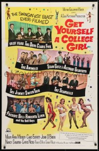 4t327 GET YOURSELF A COLLEGE GIRL 1sh 1964 hip-est happiest rock & roll show, Dave Clark 5 & more!