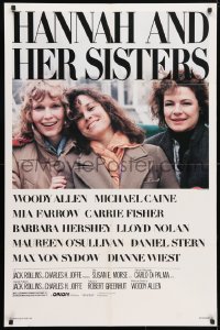 4t365 HANNAH & HER SISTERS 1sh 1986 Woody Allen, Mia Farrow, Carrie Fisher, Barbara Hershey