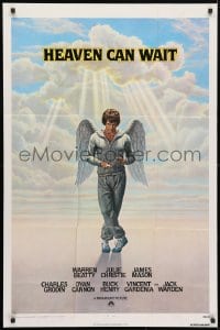 4t379 HEAVEN CAN WAIT int'l 1sh 1978 Lettick art of angel Warren Beatty, different yellow title!
