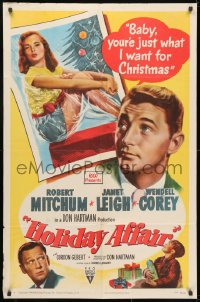 4t396 HOLIDAY AFFAIR style A 1sh 1949 sexy Janet Leigh is what Robert Mitchum wants for Christmas!