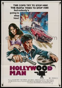 4t397 HOLLYWOOD MAN 1sh 1976 William Smith, Jennifer Billingsley, cool car chase artwork!