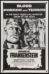 4t400 HORROR OF FRANKENSTEIN military 1sh 1971 Hammer horror, close up art of monster with axe!