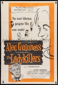 4t491 LADYKILLERS 1sh 1956 art of Alec Guinness & gangsters + Katie Johnson, Ealing classic!