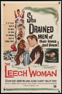 4t502 LEECH WOMAN 1sh 1960 deadly female vampire drained love & life from every man she trapped!