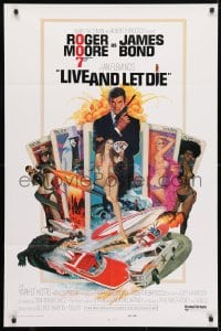 4t518 LIVE & LET DIE East Hemi 1sh 1973 Robert McGinnis art of Roger Moore as James Bond!