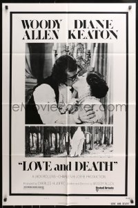 4t532 LOVE & DEATH style B 1sh 1975 Woody Allen & Diane Keaton romantic kiss close up!