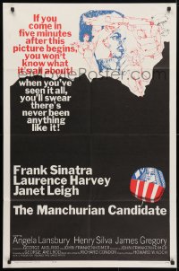 4t554 MANCHURIAN CANDIDATE 1sh 1962 cool art of Frank Sinatra, directed by John Frankenheimer!