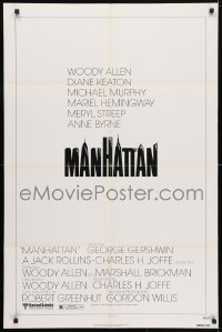 4t555 MANHATTAN 1sh 1979 Woody Allen & Diane Keaton, New York City title design by Burt Kleeger!