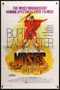 4t581 MOSES 1sh 1976 religious Burt Lancaster, a man of wisdom & strength crushed an empire!