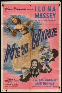4t613 NEW WINE 1sh 1941 pretty Ilona Massey, Alan Curtis as Franz Schubert!