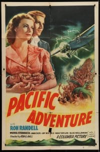 4t646 PACIFIC ADVENTURE 1sh 1947 1st man to fly from Australia to the United States, cool art!