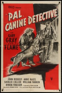 4t647 PAL CANINE DETECTIVE 1sh 1950 Gary Gray, Flame, art of boy & dog on the case!