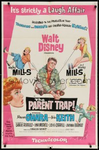 4t653 PARENT TRAP 1sh 1961 Walt Disney, Keith, Hayley Mills as separated identical twin teens!