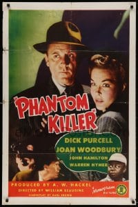 4t660 PHANTOM KILLER 1sh 1942 William Beaudine directed, film noir image of Dick Purcell!