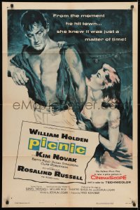 4t664 PICNIC 1sh 1956 great art of barechested William Holden & sexy long-haired Kim Novak!