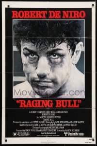 4t698 RAGING BULL 1sh 1980 Hagio art of Robert De Niro, Martin Scorsese boxing classic!