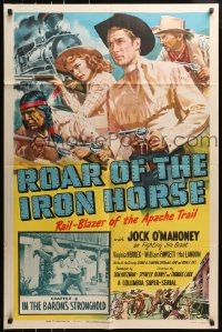 4t721 ROAR OF THE IRON HORSE chapter 4 1sh 1951 Jock Mahoney, Herrick, William Fawcett, Cravath art!