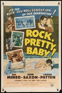 4t725 ROCK PRETTY BABY 1sh 1957 Sal Mineo, it's the rock 'n roll sensation of our generation!