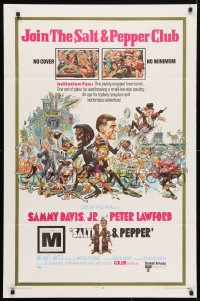 4t739 SALT & PEPPER 1sh 1968 great artwork of Sammy Davis & Peter Lawford by Jack Davis!