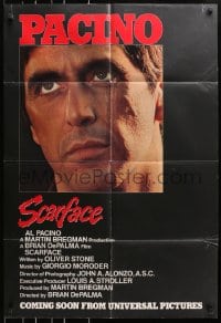 4t749 SCARFACE advance 1sh 1983 Al Pacino as Tony Montana, Brian De Palma, Oliver Stone!