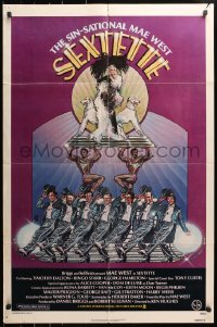 4t764 SEXTETTE 1sh 1979 art of ageless Mae West w/dancers & dogs by Drew Struzan!