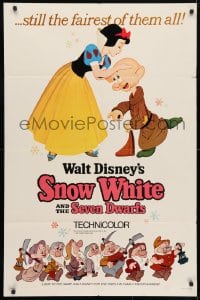 4t786 SNOW WHITE & THE SEVEN DWARFS 1sh R1967 Walt Disney animated cartoon fantasy classic!