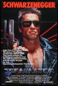 4t870 TERMINATOR 1sh 1984 classic image of cyborg Arnold Schwarzenegger, no border design!
