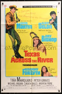 4t874 TEXAS ACROSS THE RIVER 1sh 1966 cowboy Dean Martin, Alain Delon & Indian Joey Bishop!