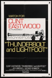4t891 THUNDERBOLT & LIGHTFOOT advance 1sh 1974 different image of Clint Eastwood with HUGE gun!