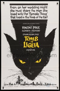 4t903 TOMB OF LIGEIA 1sh 1965 Vincent Price, Roger Corman, Edgar Allan Poe, cool cat artwork!