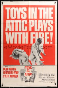 4t914 TOYS IN THE ATTIC 1sh 1963 angry Dean Martin slaps Yvette Mimieux, it plays with fire!