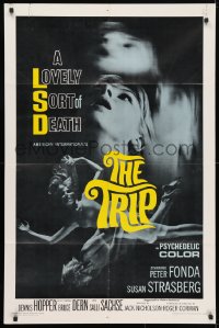 4t922 TRIP 1sh 1967 AIP, written by Jack Nicholson, LSD, wild sexy psychedelic drug image!
