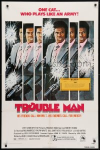 4t923 TROUBLE MAN 1sh 1972 action art of Robert Hooks, one cat who plays like an army!