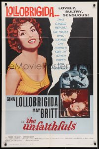 4t938 UNFAITHFULS 1sh 1960 close up of sexy red-haired Gina Lollobrigida, May Britt!