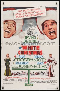 4t969 WHITE CHRISTMAS 1sh R1961 Bing Crosby, Danny Kaye, Clooney, Vera-Ellen, musical classic!