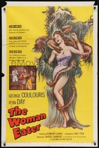 4t981 WOMAN EATER 1sh 1959 art of wacky tree monster eating super sexy woman in skimpy outfit!