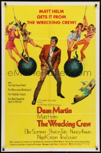 4t988 WRECKING CREW 1sh 1969 McGinnis art of Dean Martin as Matt Helm with sexy spy babes!