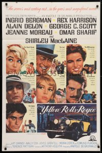 4t990 YELLOW ROLLS-ROYCE 1sh 1965 Ingrid Bergman, Alain Delon, Howard Terpning art of car & stars!