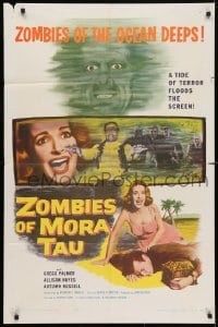 4t997 ZOMBIES OF MORA TAU 1sh 1957 scared Allison Hayes, terror on the African voodoo coast!
