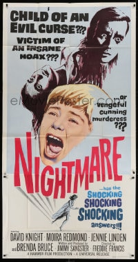 4w147 NIGHTMARE 3sh 1964 child of an evil curse, or vengeful cunning murderess, Hammer horror!