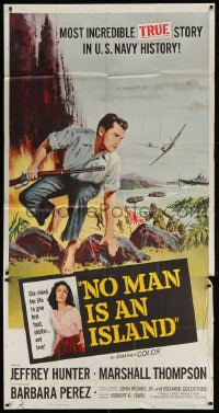 4w148 NO MAN IS AN ISLAND 3sh 1962 U.S. Navy sailor Jeffrey Hunter fought in Guam by himself!