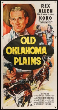 4w157 OLD OKLAHOMA PLAINS 3sh 1952 art of Arizona Cowboy Rex Allen and Koko the Miracle Horse!