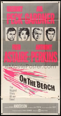 4w158 ON THE BEACH 3sh 1959 art of Gregory Peck, Ava Gardner, Fred Astaire & Anthony Perkins!