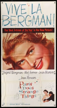 4w166 PARIS DOES STRANGE THINGS 3sh 1957 Jean Renoir's Elena et les hommes, c/u of Ingrid Bergman!