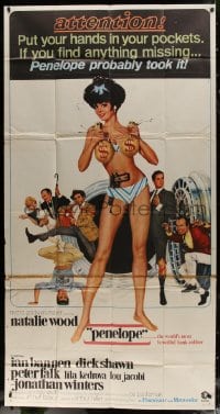 4w168 PENELOPE 3sh 1966 Maurice Thomas art of sexiest Natalie Wood with big money bags and gun!
