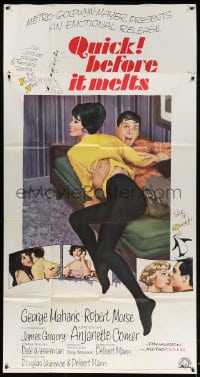 4w184 QUICK, BEFORE IT MELTS 3sh 1965 art of sexy Anjanette Comer in bed with Robert Morse!