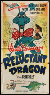 4w188 RELUCTANT DRAGON 3sh 1941 a behind the scenes look at Walt Disney's animation studio, rare!