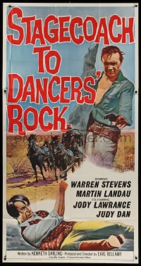 4w219 STAGECOACH TO DANCERS' ROCK 3sh 1962 artwork of cowboys Martin Landau & Warren Stevens!