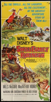 4w228 SWISS FAMILY ROBINSON 3sh 1960 John Mills, Walt Disney family fantasy classic!